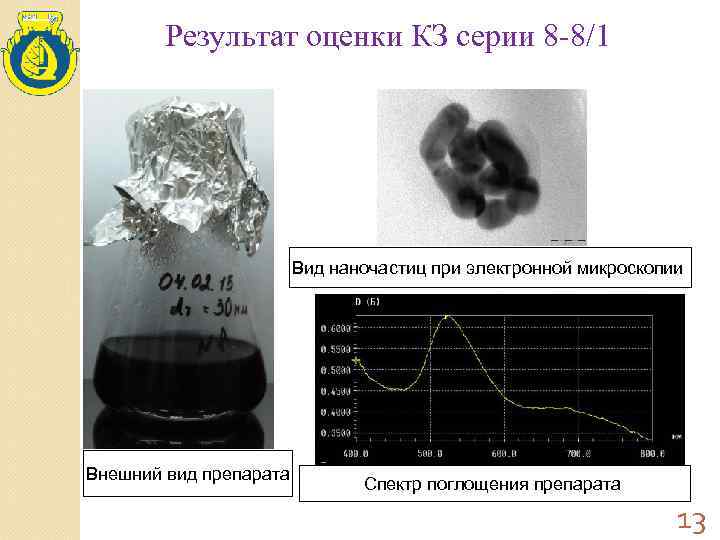   Результат оценки КЗ серии 8 -8/1     Вид наночастиц