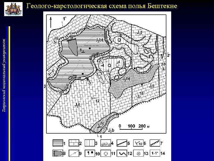 Таврический национальный университет Геолого-карстологическая схема полья Бештекне 