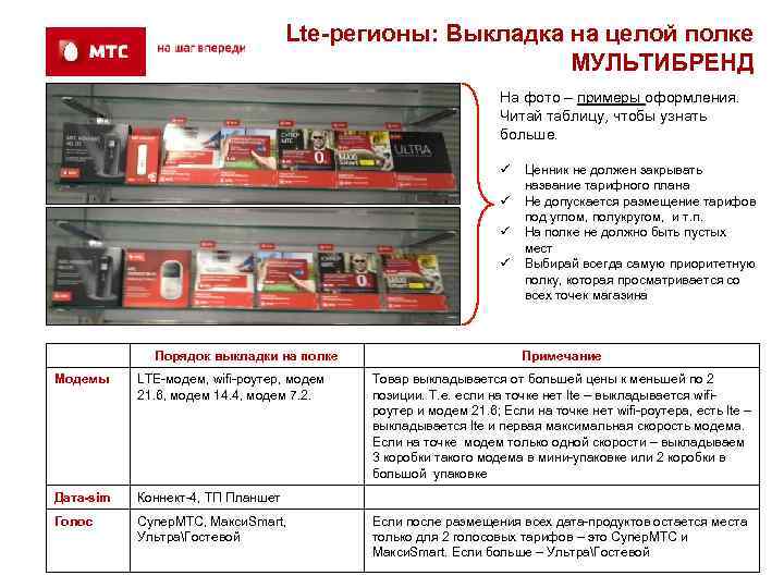       Lte-регионы: Выкладка на целой полке   