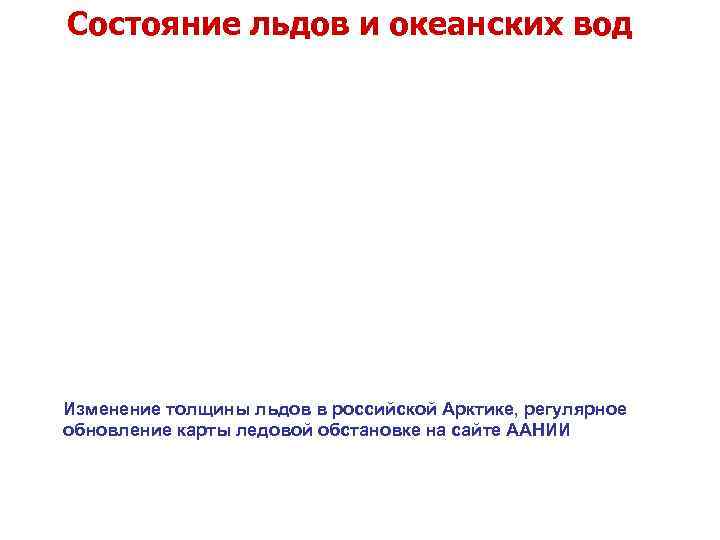 Состояние льдов и океанских вод Изменение толщины льдов в российской Арктике, регулярное обновление карты