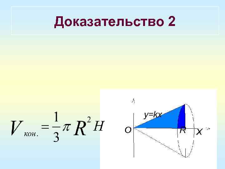Доказательство 2   y=kx   O   R  X 