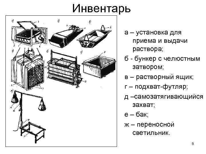 Инвентарь а – установка для приема и выдачи раствора; Инвентарь а – установка для приема и выдачи раствора;