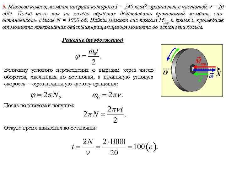 5. Маховое колесо, момент инерции которого I = 245 кг·м 2 , вращается с 5. Маховое колесо, момент инерции которого I = 245 кг·м 2 , вращается с