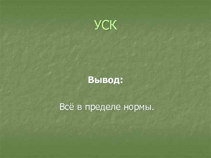 УСК Вывод: Всё в пределе нормы. УСК Вывод: Всё в пределе нормы.