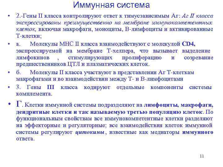      Иммунная система  • 2. Гены II класса контролируют