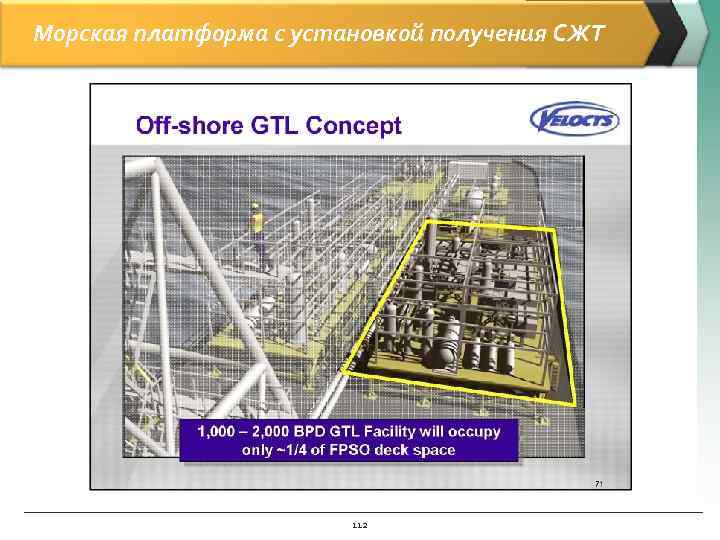 Морская платформа с установкой получения СЖТ     112 