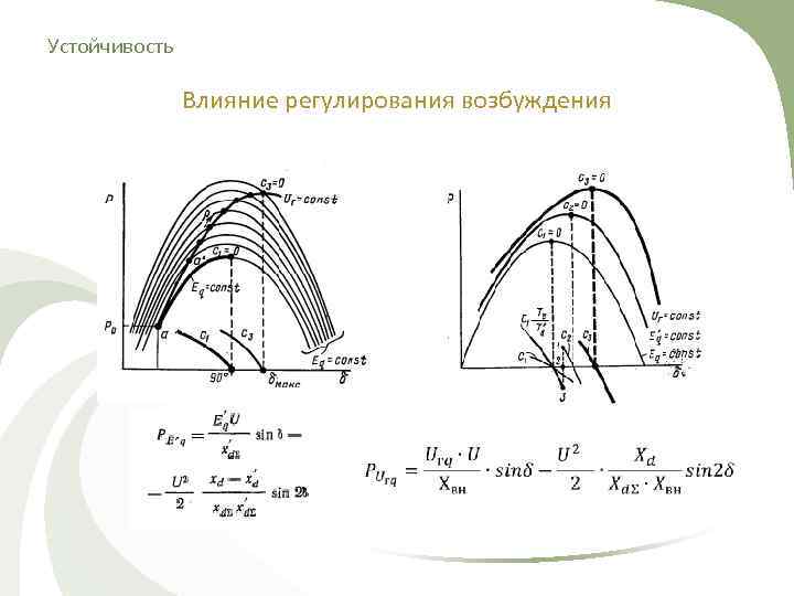 Устойчивость   Влияние регулирования возбуждения      