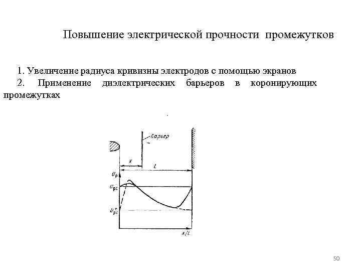   Повышение электрической прочности промежутков 1. Увеличение радиуса кривизны электродов с помощью экранов