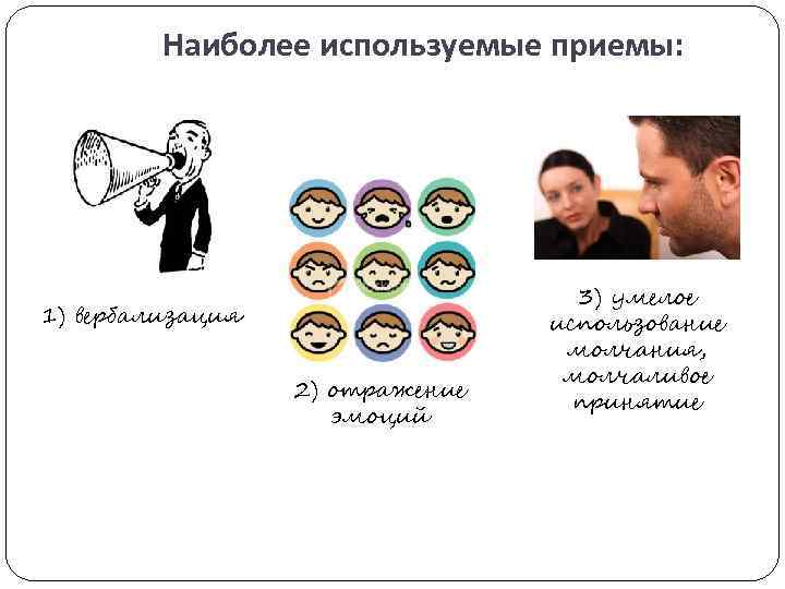    Наиболее используемые приемы:       3) умелое