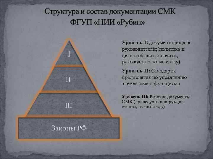      Структура и состав документации СМК  ФГУП «НИИ «Рубин»