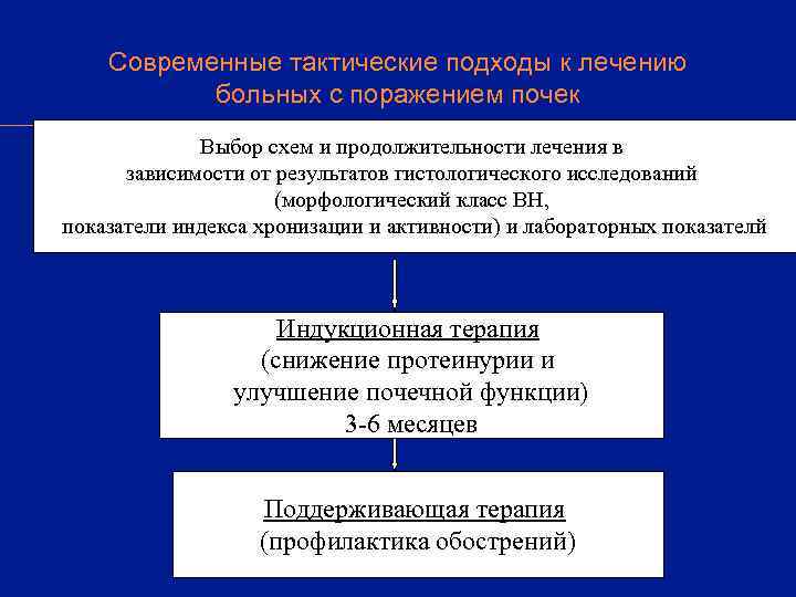   Современные тактические подходы к лечению  больных с поражением почек  