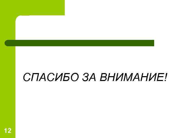  СПАСИБО ЗА ВНИМАНИЕ!  12 