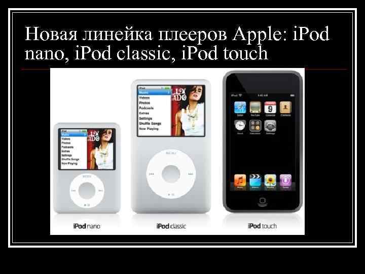 Новая линейка плееров Apple: i. Pod nano, i. Pod classic, i. Pod touch 