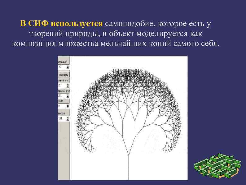 Графика изображение построено из объектов обладающих свойством самоподобия