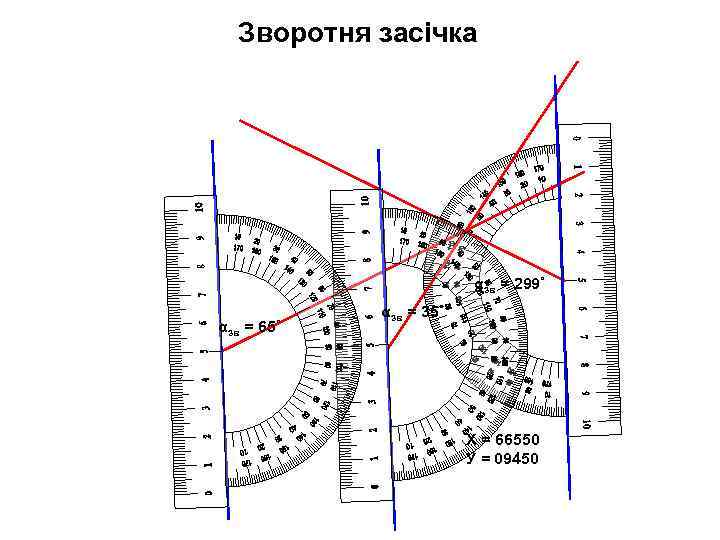  Зворотня засічка     αзв = 299˚   αзв =