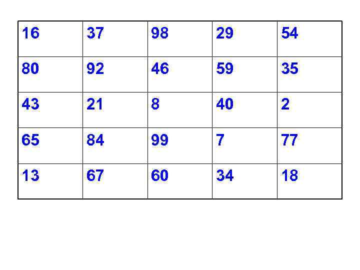 16  37  98  29  54 80  92  46