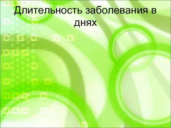 Длительность заболевания в  днях 