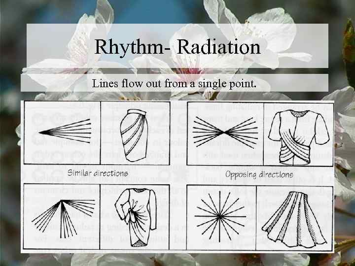 Rhythm- Radiation Lines flow out from a single point. 