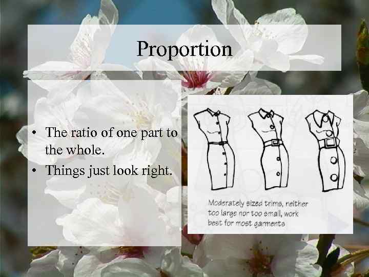    Proportion  • The ratio of one part to  the