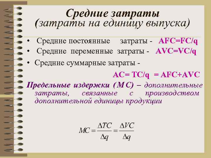 Средние постоянные издержки фирмы