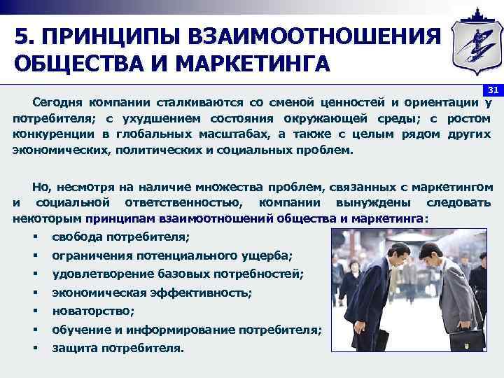 5. ПРИНЦИПЫ ВЗАИМООТНОШЕНИЯ ОБЩЕСТВА И МАРКЕТИНГА       31 