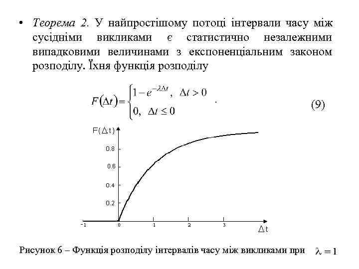 • Теорема 2.  У найпростішому потоці інтервали часу між  сусідніми викликами