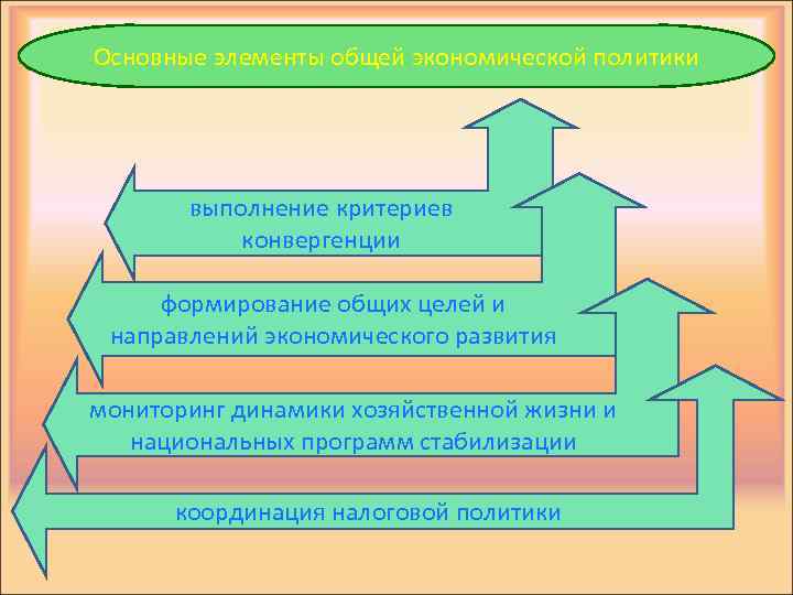 Основные элементы общей экономической политики выполнение критериев конвергенции формирование общих целей и направлений экономического