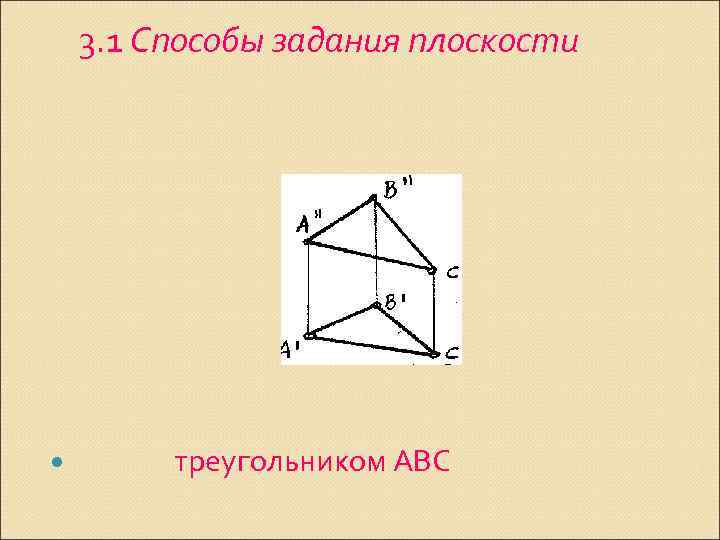 3. 1 Способы задания плоскости треугольником АВС 