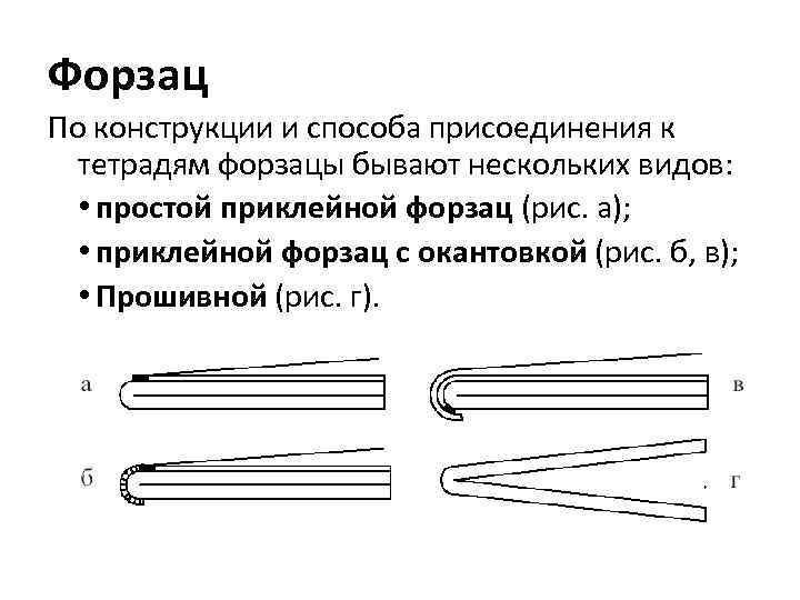 Форзац По конструкции и способа присоединения к тетрадям форзацы бывают нескольких видов: • простой