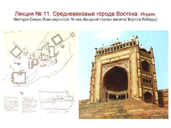 Лекция № 11. Средневековые города Востока. Индия. Фатпурх-Сикри, План акрополя 16 век, Входной портал