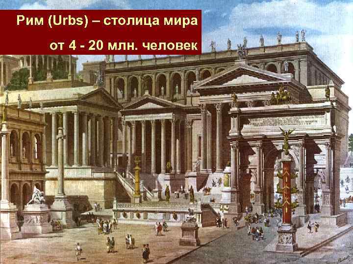 Рим (Urbs) – столица мира от 4 - 20 млн. человек 