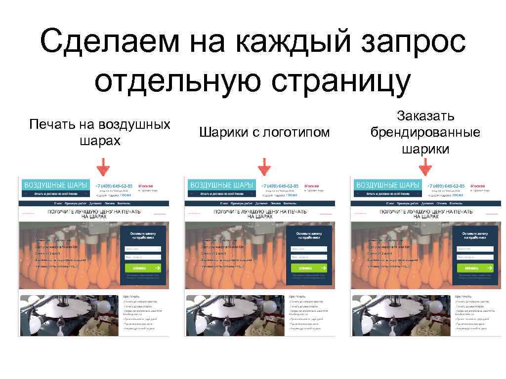 Сделаем на каждый запрос отдельную страницу Печать на воздушных шарах Шарики с логотипом Заказать