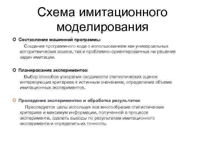 Схема имитационного моделирования Составление машинной программы Создание Схема имитационного моделирования Составление машинной программы Создание