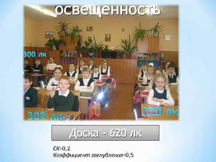    освещенность 300 лк 309 лк      320