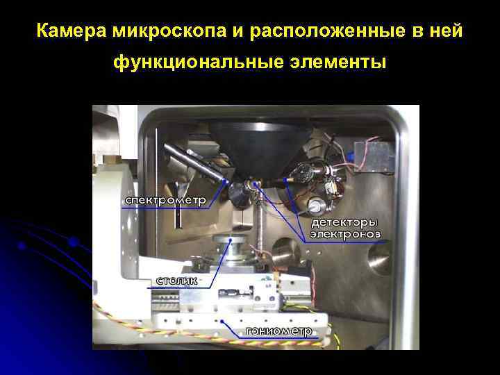 Камера микроскопа и расположенные в ней  функциональные элементы 