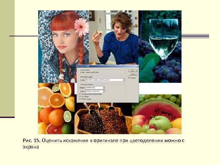 Рис. 15. Оценить искажения в оригинале при цветоделении можно с экрана 