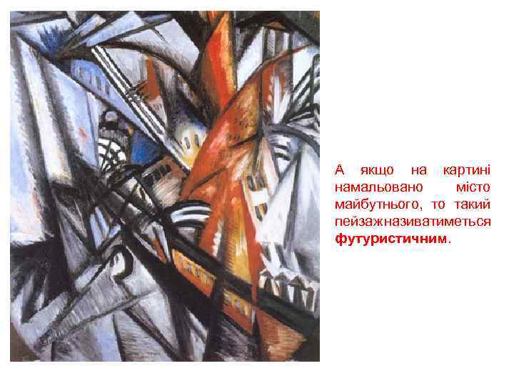 А якщо на картині намальовано місто майбутнього, то такий пейзаж називатиметься футуристичним. 