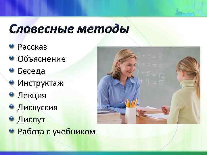 Рассказ Объяснение Беседа Инструктаж Лекция Дискуссия Диспут Работа с учебником Рассказ Объяснение Беседа Инструктаж Лекция Дискуссия Диспут Работа с учебником