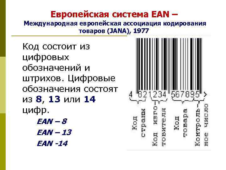   Европейская система EAN – Международная европейская ассоциация кодирования    товаров