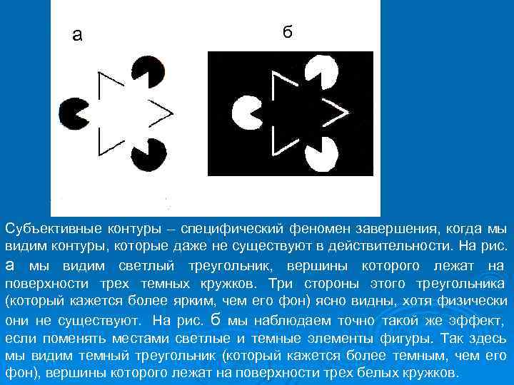    а      б Субъективные контуры – специфический