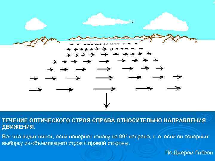 ТЕЧЕНИЕ ОПТИЧЕСКОГО СТРОЯ СПРАВА ОТНОСИТЕЛЬНО НАПРАВЛЕНИЯ ДВИЖЕНИЯ. Вот что видит пилот, если повернет голову