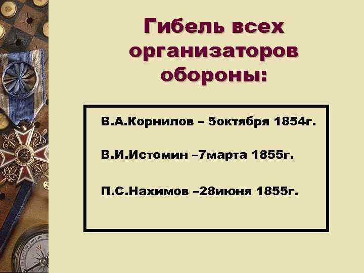   Гибель всех  организаторов обороны:  В. А. Корнилов – 5 октября
