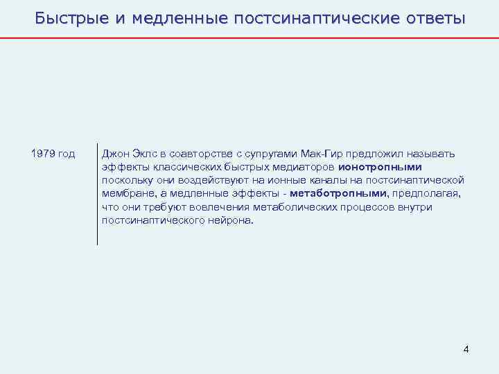 Быстрые и медленные постсинаптические ответы 1979 год  Джон Эклс в соавторстве с супругами