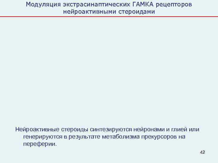   Модуляция экстрасинаптических ГАМКА рецепторов   нейроактивными стероидами Нейроактивные стероиды синтезируются нейронами