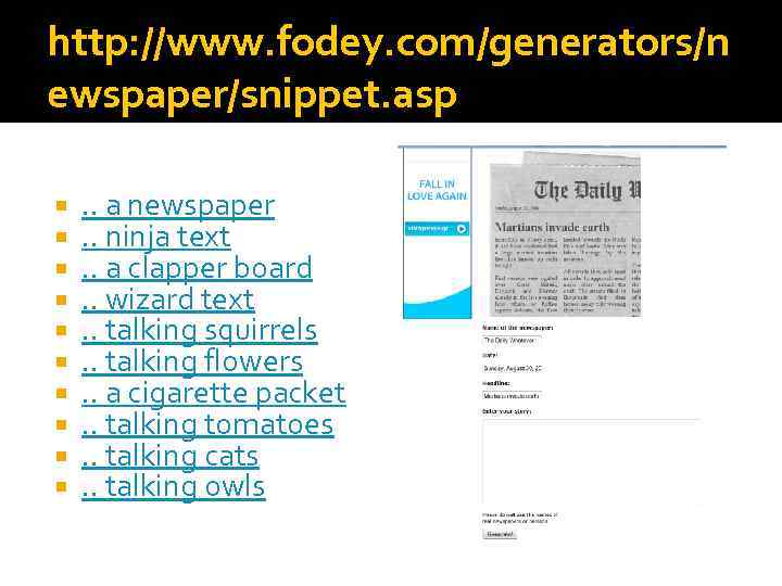 http: //www. fodey. com/generators/n ewspaper/snippet. asp . . a newspaper. . ninja text. .