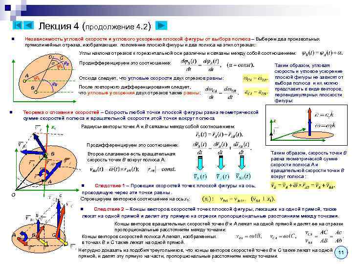 Лекция 4 (продолжение 4. 2) n Независимость угловой скорости Лекция 4 (продолжение 4. 2) n Независимость угловой скорости