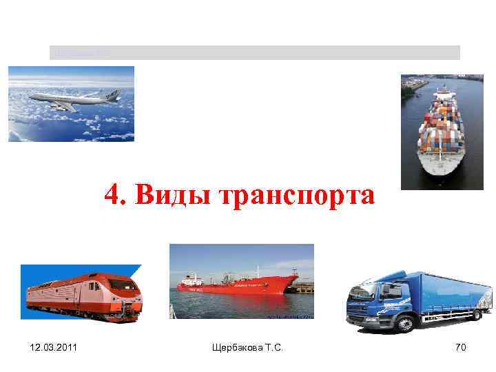  Щербакова Т. С.    4. Виды транспорта  12. 03. 2011