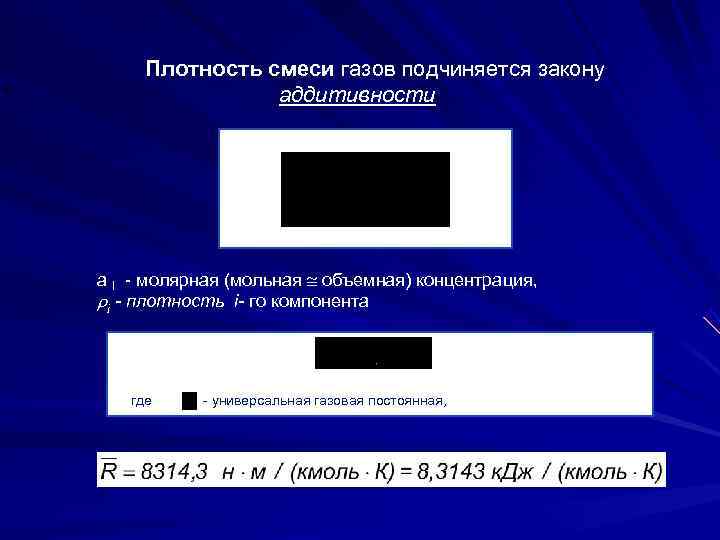  Плотность смеси газов подчиняется закону   аддитивности a I - молярная (мольная