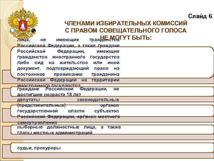      Слайд 6    ЧЛЕНАМИ ИЗБИРАТЕЛЬНЫХ КОМИССИЙ 