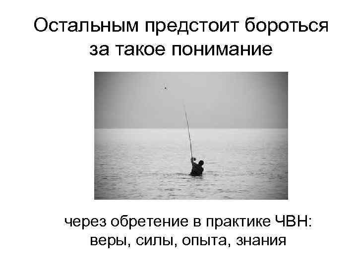 Остальным предстоит бороться за такое понимание  через обретение в практике ЧВН:  веры,